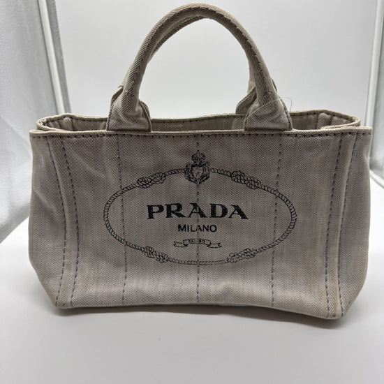 Prada Canapa Tote Mini White / Blue 100