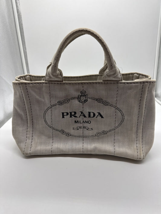 Prada Canapa Tote Mini White / Blue 100