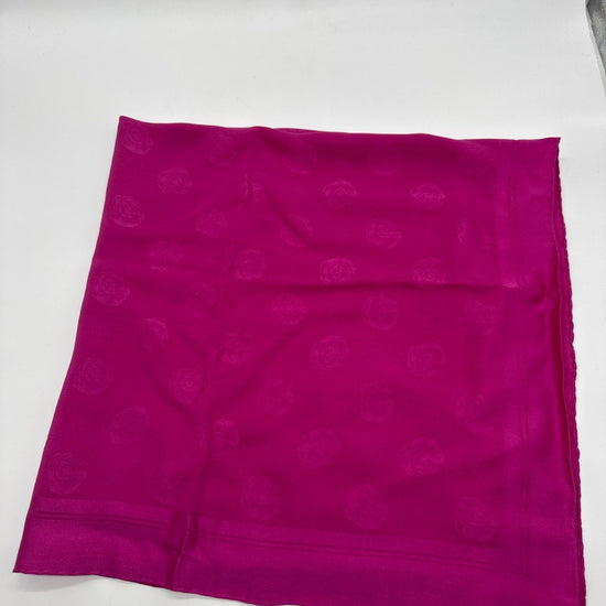Chanel Camellia Silk Scarf Fuchsia