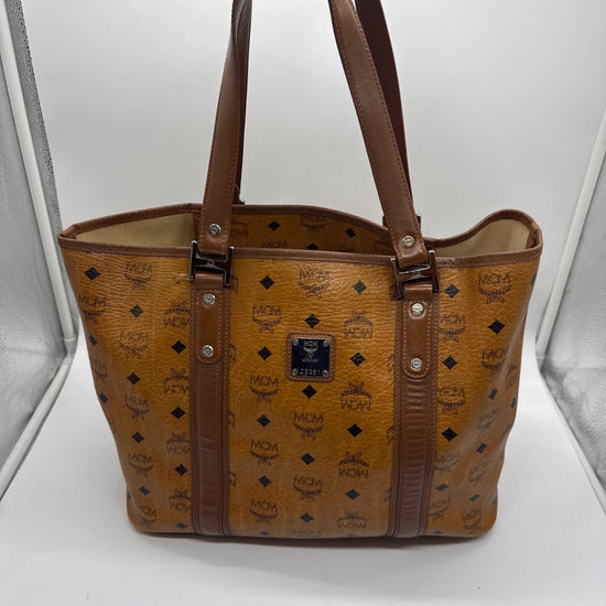 MCM Visetos Coated Canvas Shopper Cognac