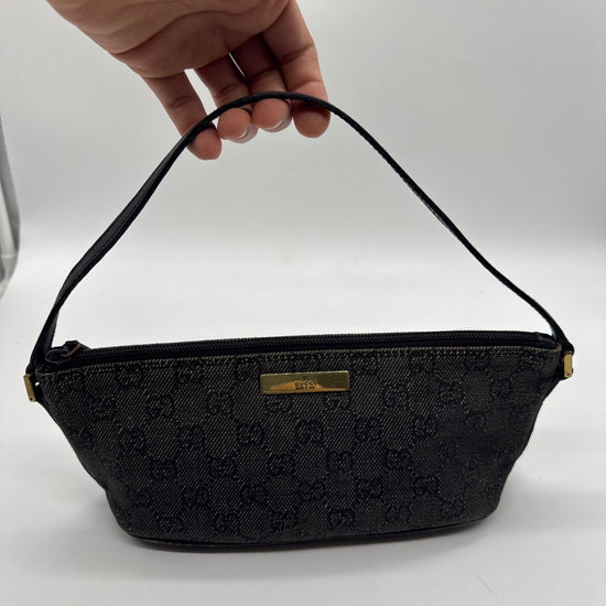 Gucci Boat Bag GG Canvas Grey/Black