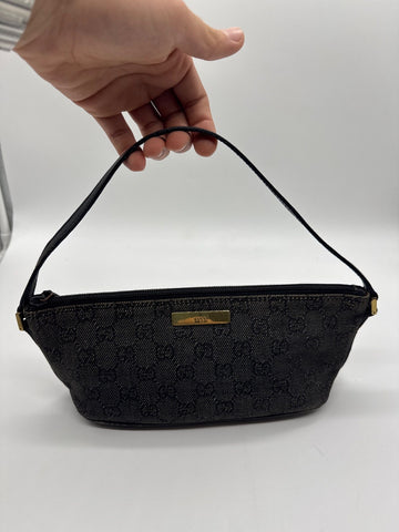 Gucci Boat Bag GG Canvas Grey/Black