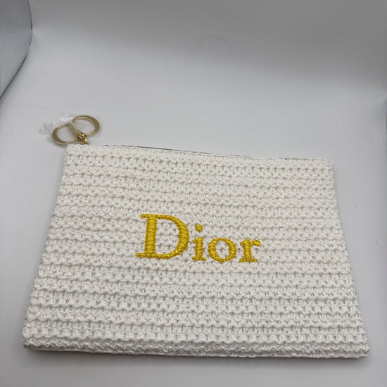 Dior Beauty Clutch Raffia Embroidery White Yellow