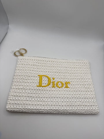 Dior Beauty Clutch Raffia Embroidery White Yellow