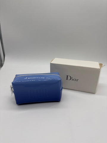 Dior Beauty Cosmetic Pouch Patent Leather Blue