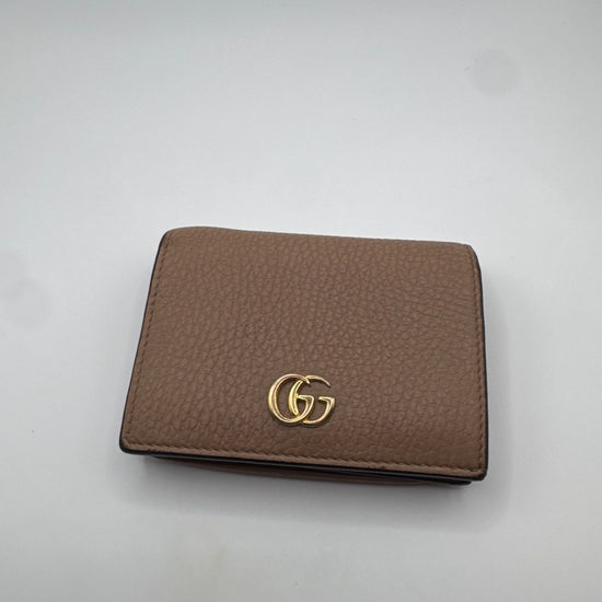 Gucci GG Marmont Leather Card Case Wallet Beige