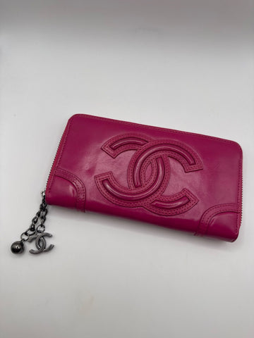 Chanel CC Timeless Lambskin Zipped Wallet Pink