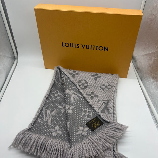 Louis Vuitton Logomania Woll Silk Scarf Grey