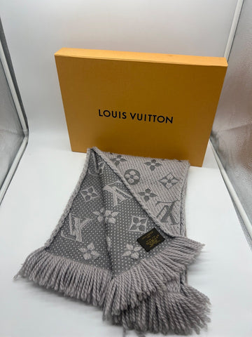 Louis Vuitton Logomania Woll Silk Scarf Grey