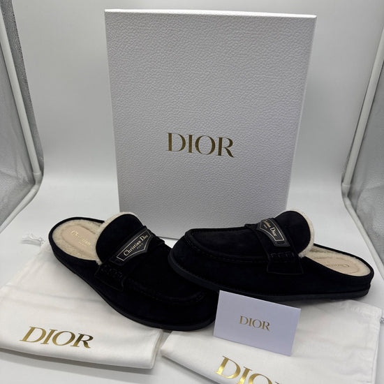 Dior Boy Mule Black Suede Goatskin & Shearling / EU 39