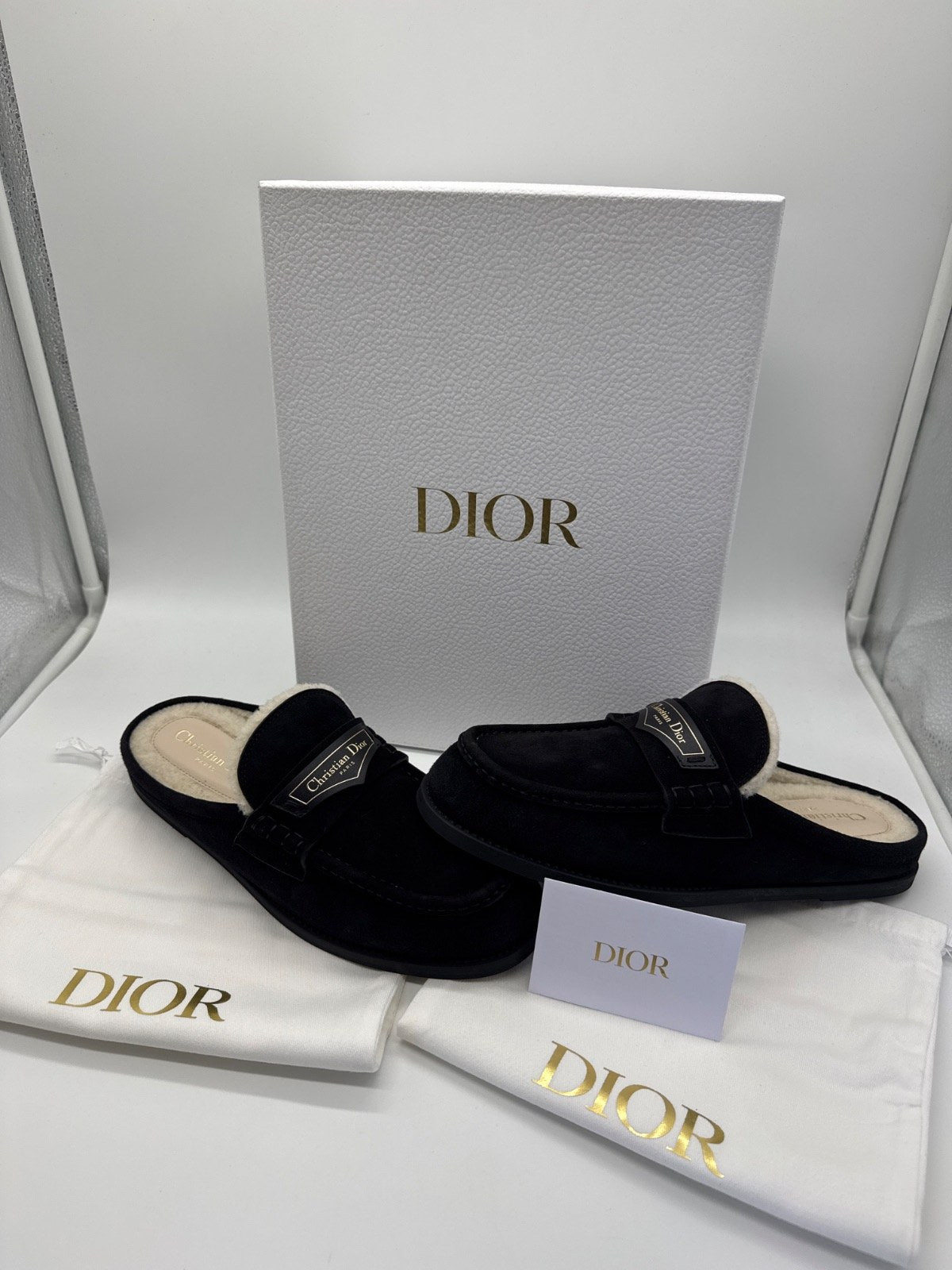 Dior Boy Mule Black Suede Goatskin & Shearling / EU 39