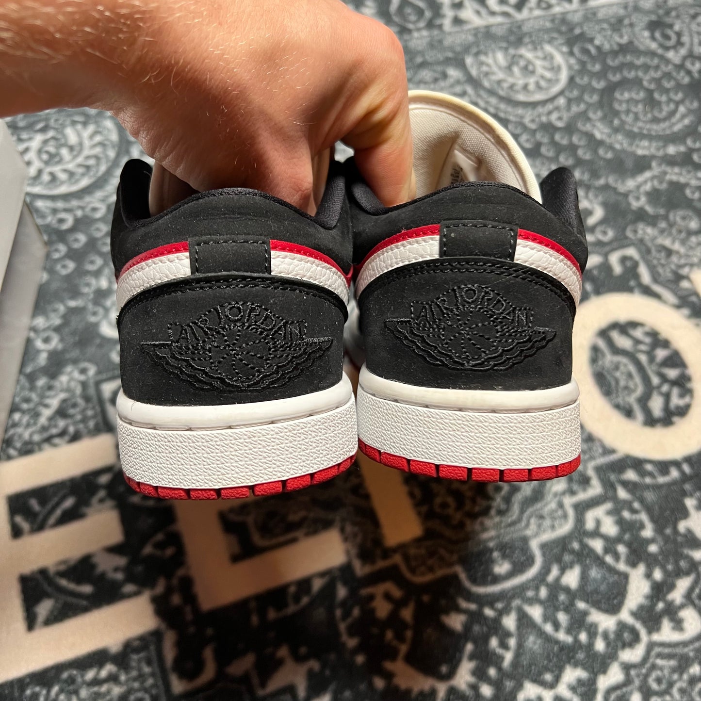 Jordan 1 low Black White Gym Red - EU 38