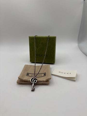 Gucci Interlocking G Key Pendant Necklace Silver