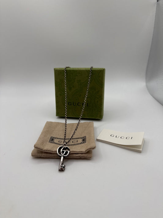Gucci Interlocking G Key Pendant Necklace Silver