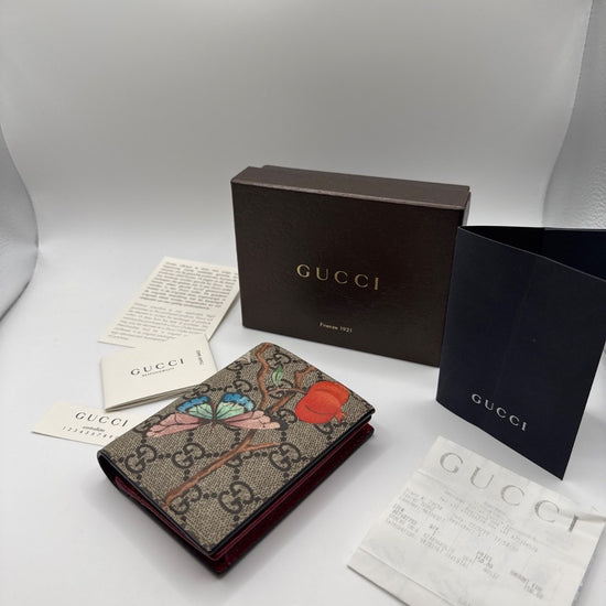 Gucci GG Supreme Blooms Card Case Beige/Ebony