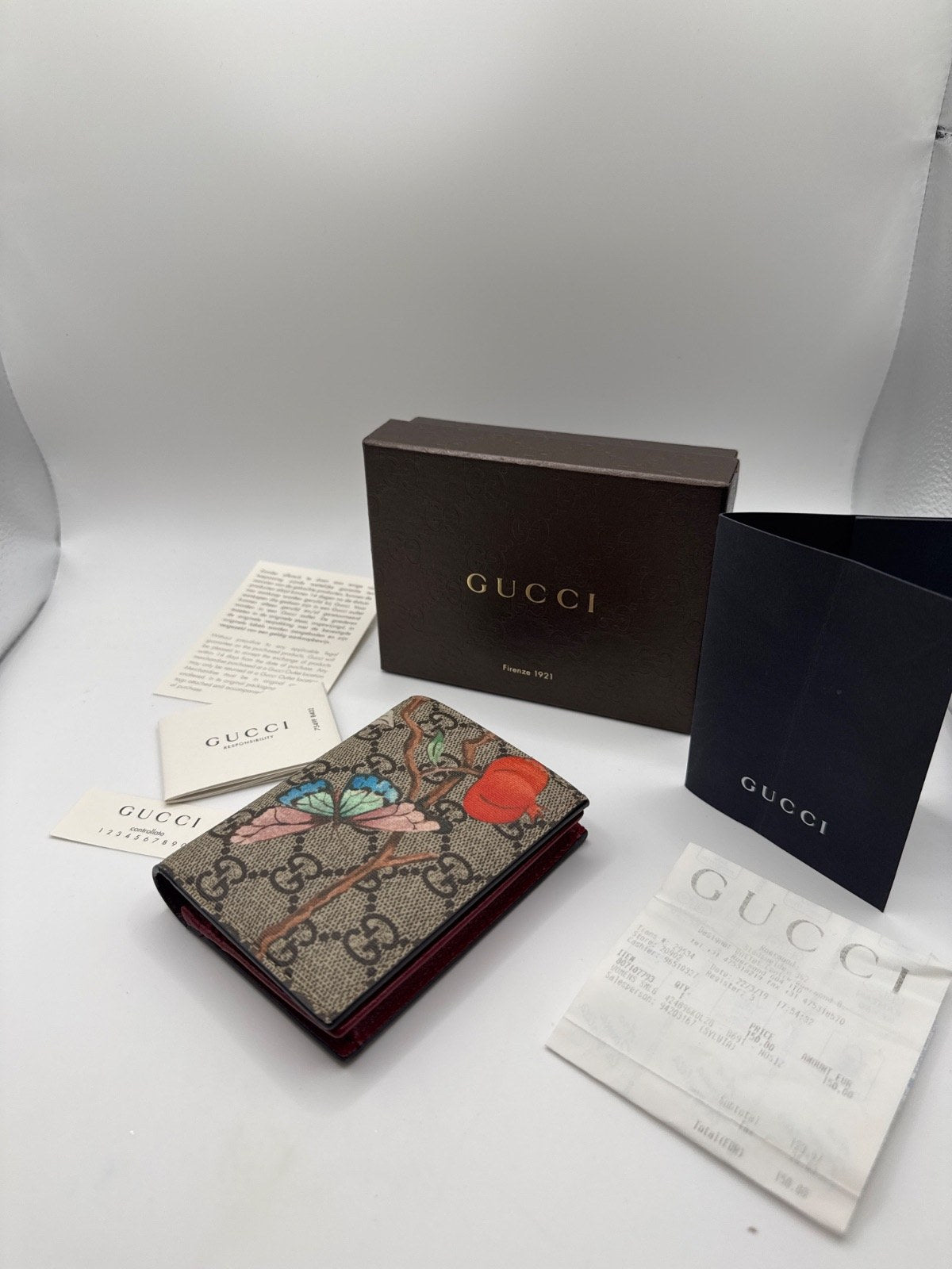 Gucci GG Supreme Blooms Card Case Beige/Ebony