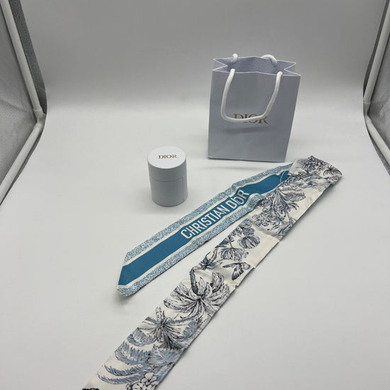 Dior Mitzah Scarf Silk Toile de Jouy Blue