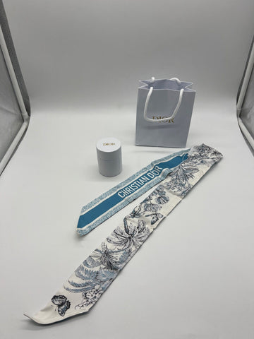 Dior Mitzah Scarf Silk Toile de Jouy Blue