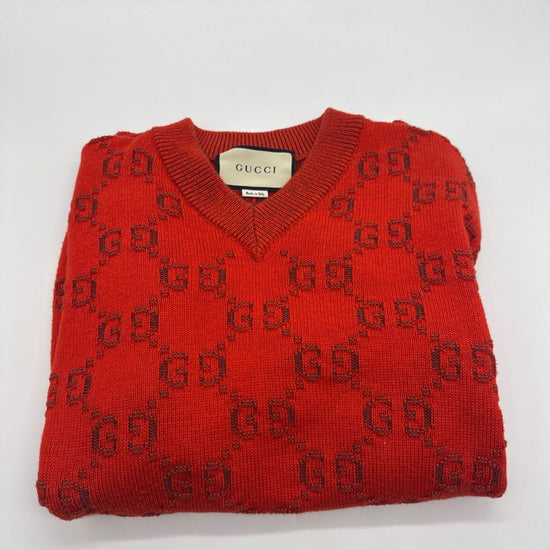 Gucci GG Jacquard Wool Sweater Red S