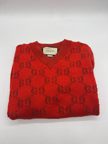 Gucci GG Jacquard Wool Sweater Red S