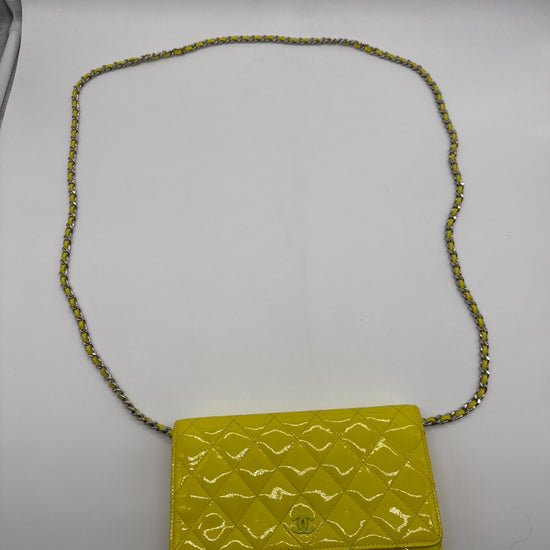 Chanel Wallet on Chain Patent Leather Neon Yellow