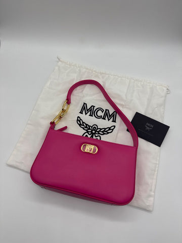 MCM Aren Shoulder Bag Leather Pink Brandnew