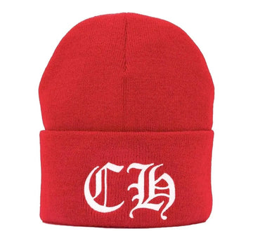 Chrome Hearts CH Logo Red/White Beanie