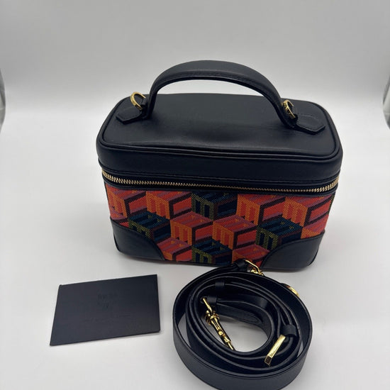 MCM Soft Berlin Crossbody Bag Cubic Monogram Jacquard Black Multicolor