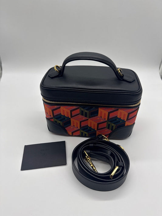MCM Soft Berlin Crossbody Bag Cubic Monogram Jacquard Black Multicolor