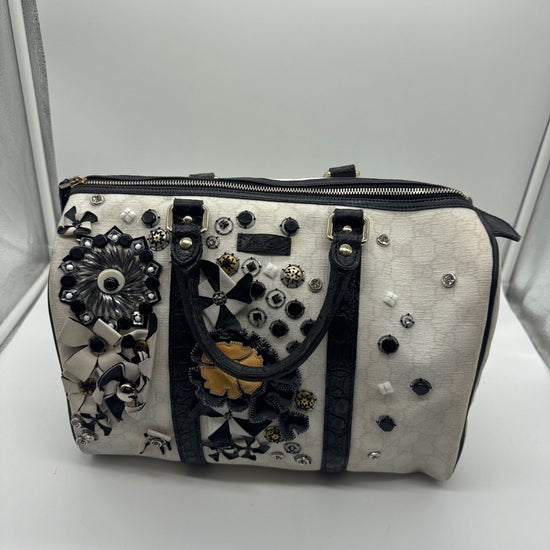 Gucci White GG Supreme Canvas Floral Appliqué Medium Joy Boston Bag 197395002058