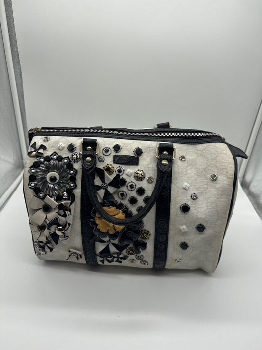 Gucci White GG Supreme Canvas Floral Appliqué Medium Joy Boston Bag 197395002058