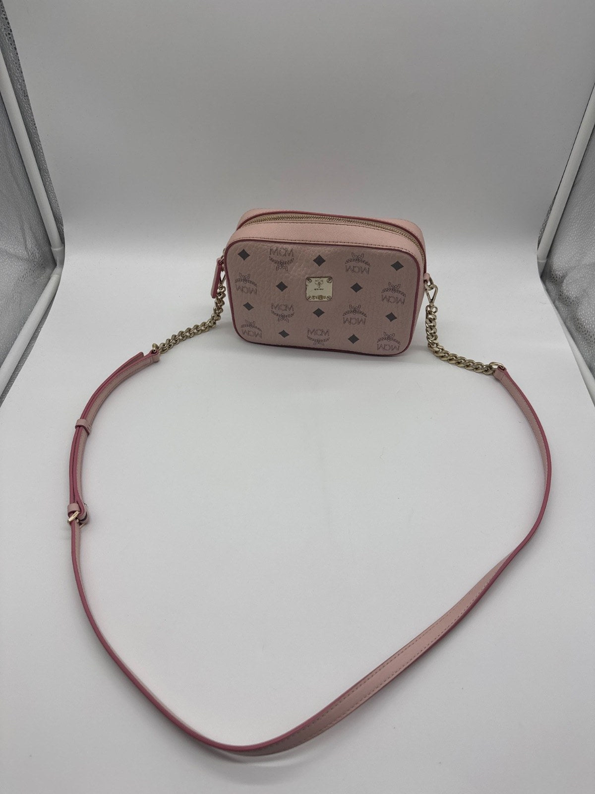 MCM Essential Visetos Original Crossbody Bag Pink