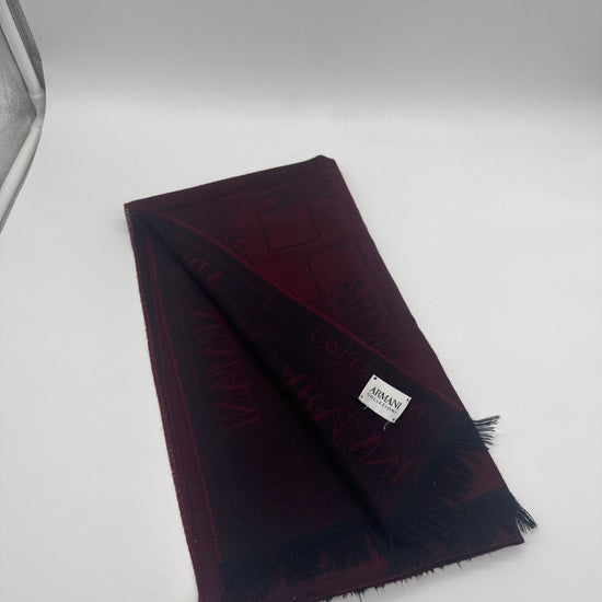 Emporio Armani Logo Wool Scarf Burgundy/Black