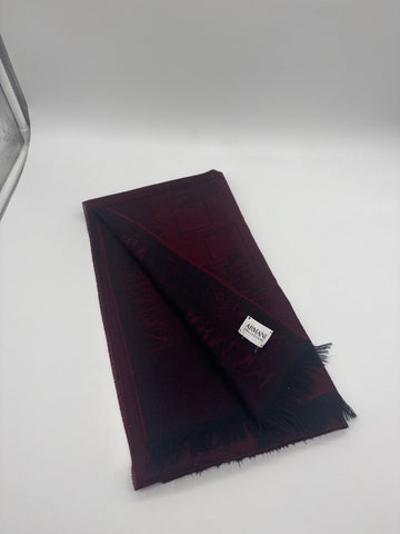 Emporio Armani Logo Wool Scarf Burgundy/Black