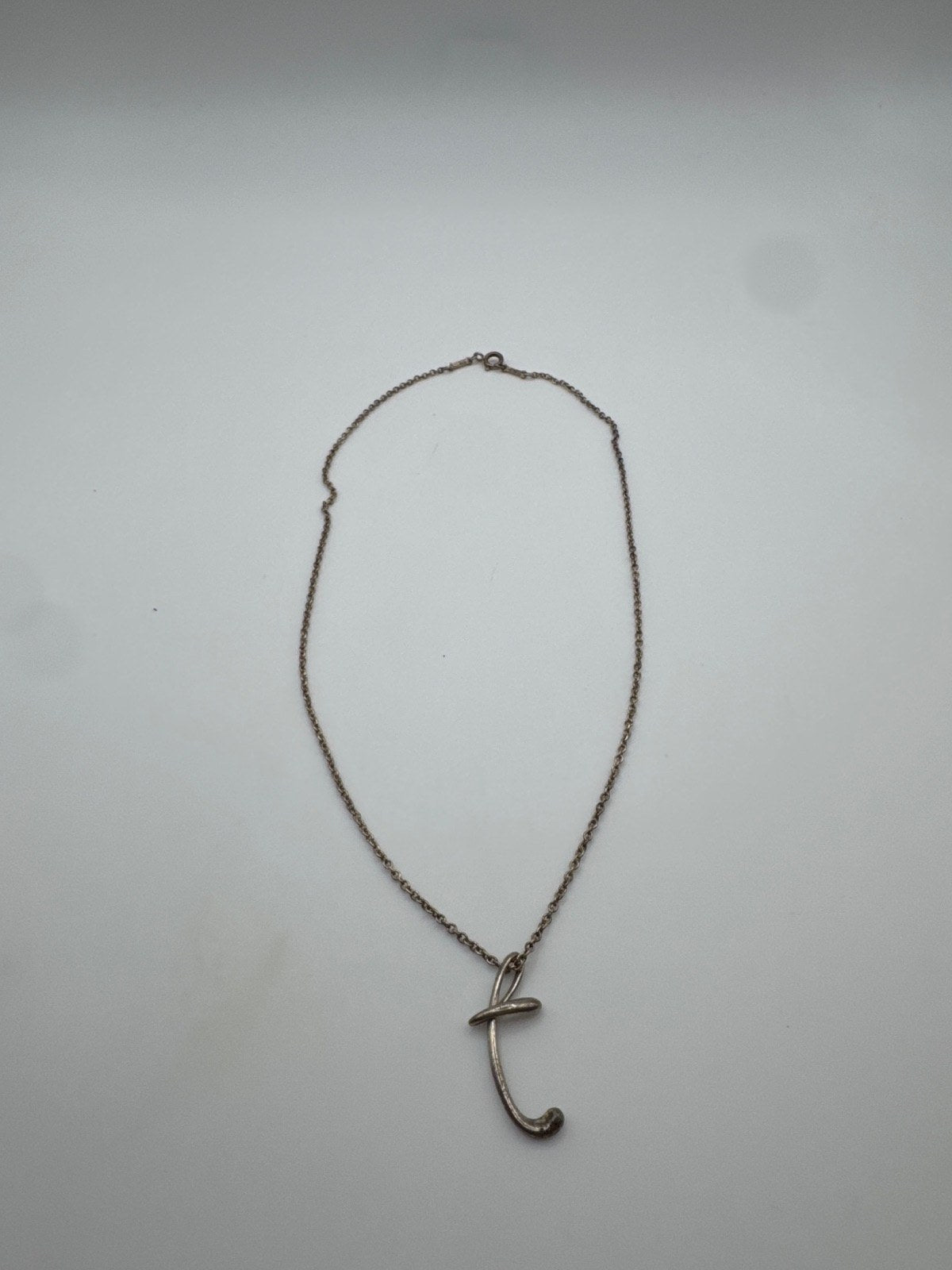 Tiffany & Co. Elsa Peretti Alphabet "T" Silver Necklace