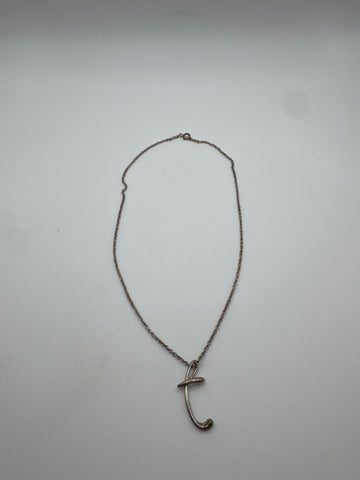 Tiffany & Co. Elsa Peretti Alphabet "T" Silver Necklace