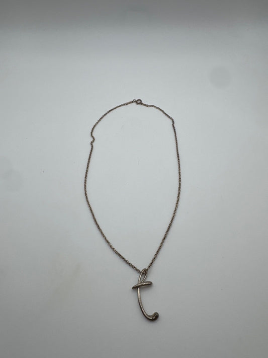 Tiffany & Co. Elsa Peretti Alphabet "T" Silver Necklace