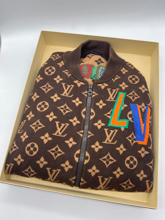 Louis Vuitton Monogram Wool Varsity Jacket Brown / Size L