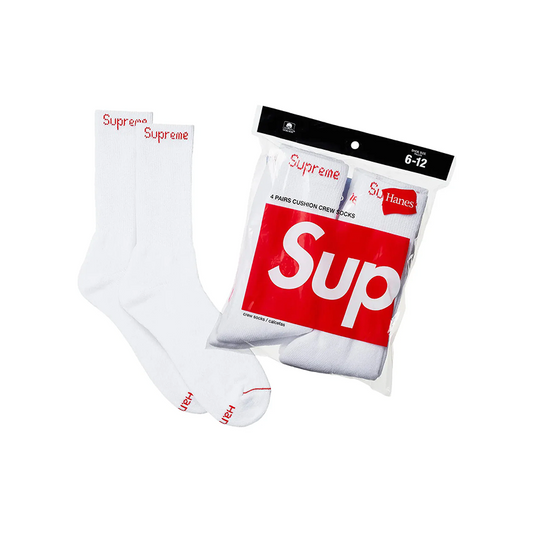 Supreme Hanes Socks (4 Pack) White