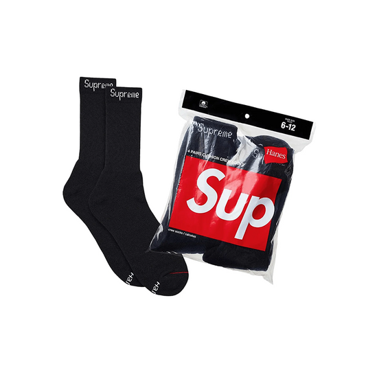 Supreme Hanes Socks (4 Pack) Black