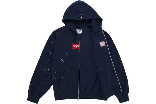 Supreme MM6 Maison Margiela Kapuzensweatshirt mit Box-Logo, mit Reißverschluss, Navy