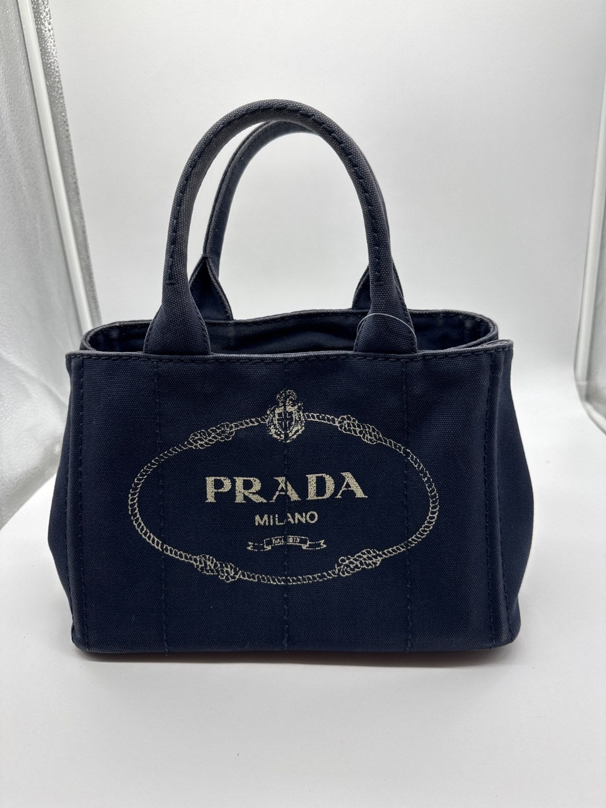 Prada Canapa Tote Mini Dark Blue 204