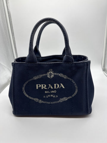 Prada Canapa Tote Mini Dark Blue 204