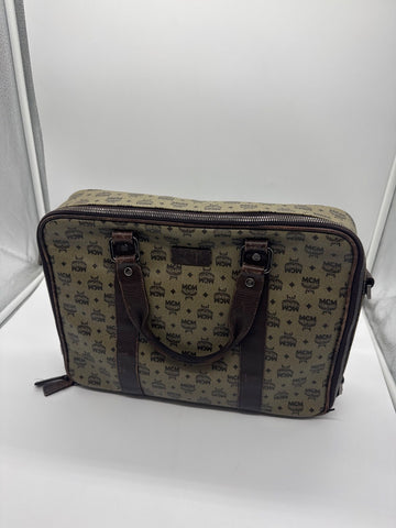 MCM Visetos Coated Canvas Briefcase Cognac