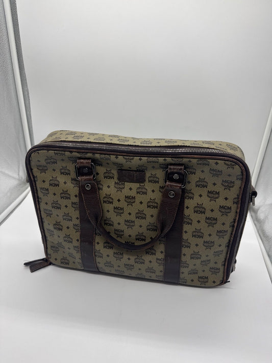 MCM Visetos Coated Canvas Briefcase Cognac