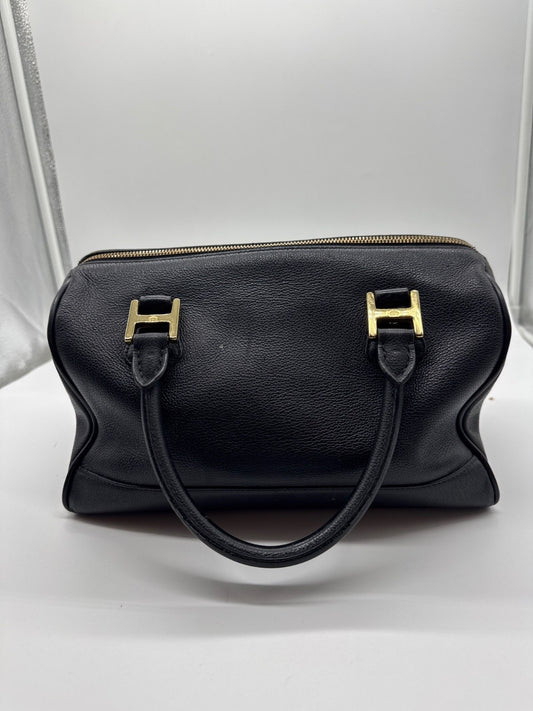 MCM Black Leather Boston Bag