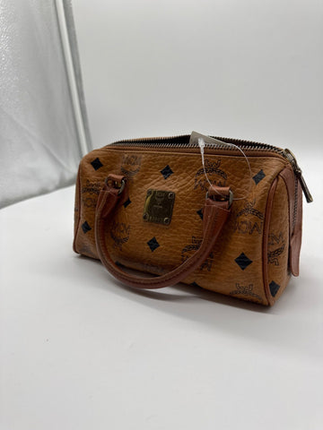 MCM Mini Boston Bag Cognac