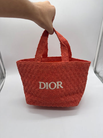 Dior Beaurty Mini Book Tote Embroidered Canvas Red