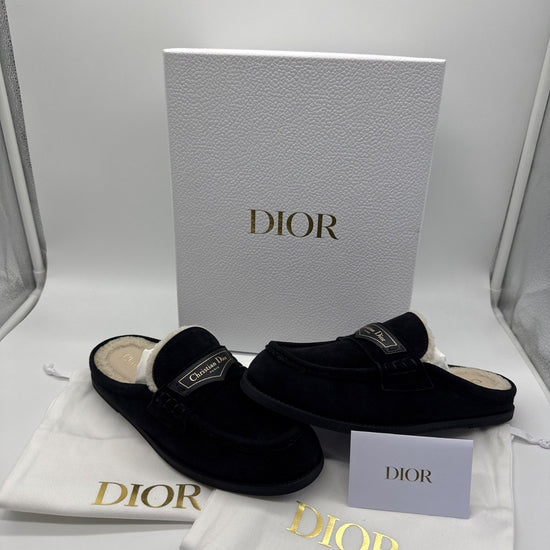 Dior Boy Mule Black Suede Goatskin & Shearling / EU 37