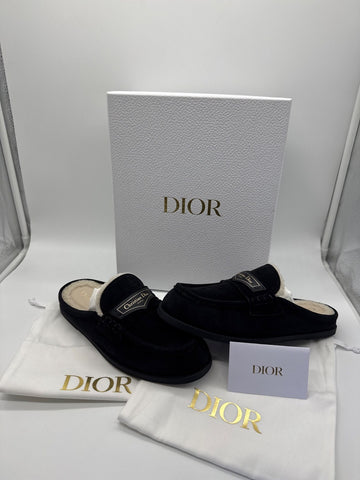 Dior Boy Mule Black Suede Goatskin & Shearling / EU 37